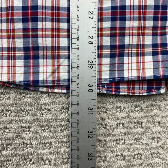 Tommy Hilfiger Shirt Men Size 15 32-33 Slim Fit Blue Red White Plaid Button Down - Picture 8 of 8